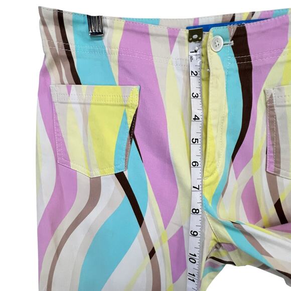 Escada Sport Capri Pants M Multicolor Rainbow Retro Waves Maximalist Eclectic - Picture 8 of 14